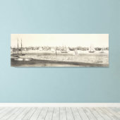 ヴィンテージ図版ニューポートRI地図(1860) キャンバスプリント (インサイチュ (ウッドフロア))