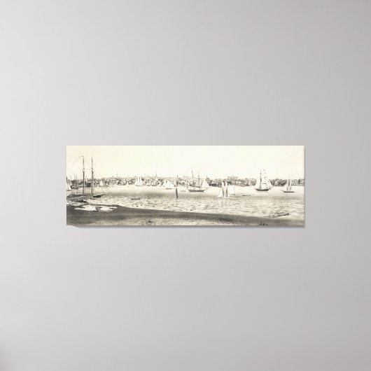 ヴィンテージ図版ニューポートRI地図(1860) キャンバスプリント (正面)