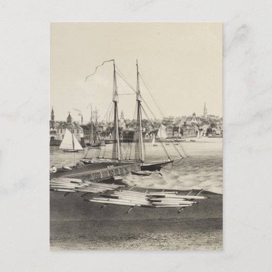 ヴィンテージ図版ニューポートRI地図(1860) ポストカード (正面)