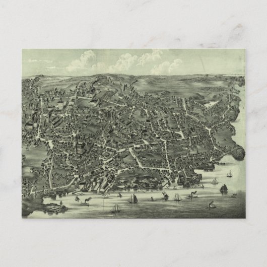 ヴィンテージ図版マーブルヘッドMAの地図(1882) ポストカード (正面)