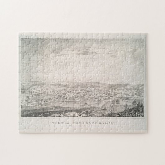 ヴィンテージ図版ワーチェスターMAの地図(1837) ジグソーパズル (横)