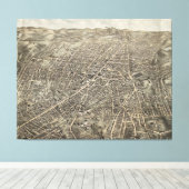 ヴィンテージ図版ワーチェスターMAの地図(1878) キャンバスプリント (インサイチュ (ウッドフロア))