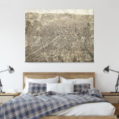 ヴィンテージ図版ワーチェスターMAの地図(1878) キャンバスプリント (インサイチュ (寝室))