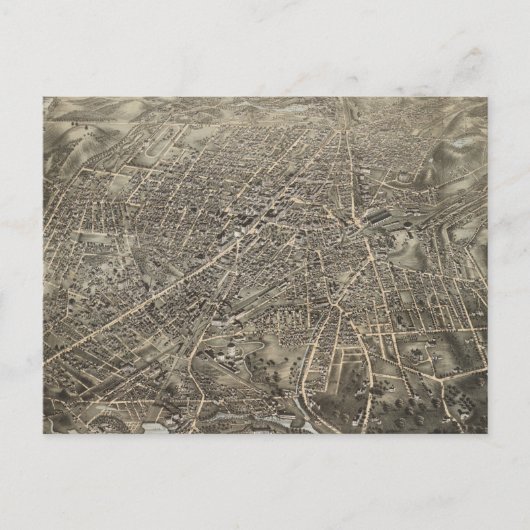 ヴィンテージ図版ワーチェスターMAの地図(1878) ポストカード (正面)