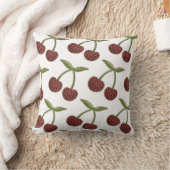 ヴィンテージ図解入りの、写真付きのさくらんぼパターン クッション (ブランケット)