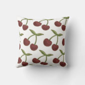 ヴィンテージ図解入りの、写真付きのさくらんぼパターン クッション (裏面)