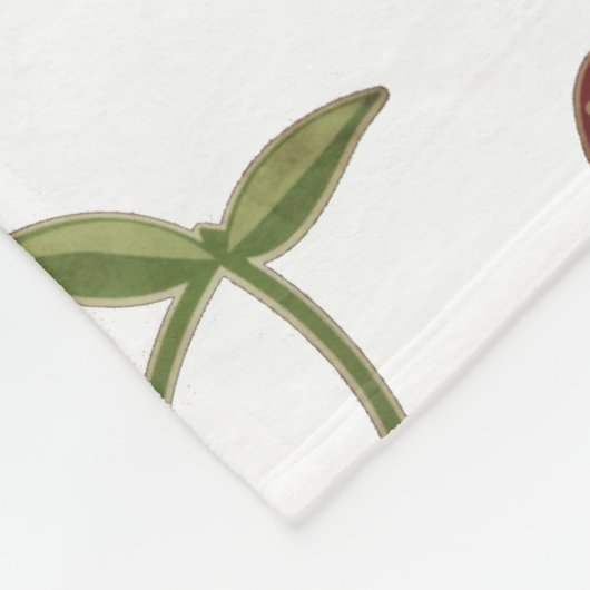 ヴィンテージ図解入りの、写真付きのさくらんぼパターン フリースブランケット (角)