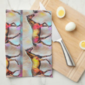 ヴィンテージ図解入りの、写真付きのカラフル台所用タオル キッチンタオル (四つ折り)