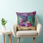 ヴィンテージ図解入りの、写真付きのクジャクと花グランジ クッション (椅子)