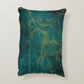 ヴィンテージ図解入りの、写真付きのグリーン&金ゴールドライオンのスターマップ アクセントクッション (裏面(縦))