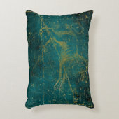 ヴィンテージ図解入りの、写真付きのグリーン&金ゴールドライオンのスターマップ アクセントクッション (正面(垂直))