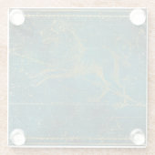 ヴィンテージ図解入りの、写真付きのグリーン&金ゴールドライオンのスターマップ ガラスコースター (裏面)