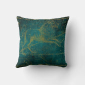 ヴィンテージ図解入りの、写真付きのグリーン&金ゴールドライオンのスターマップ クッション (裏面)