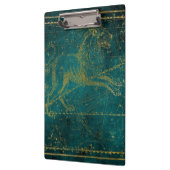 ヴィンテージ図解入りの、写真付きのグリーン&金ゴールドライオンのスターマップ クリップボード (左)