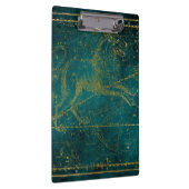 ヴィンテージ図解入りの、写真付きのグリーン&金ゴールドライオンのスターマップ クリップボード (右)