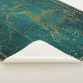 ヴィンテージ図解入りの、写真付きのグリーン&金ゴールドライオンのスターマップ シェルパブランケット (3/4)