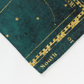 ヴィンテージ図解入りの、写真付きのグリーン&金ゴールドライオンのスターマップ フリースブランケット (角)