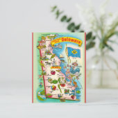 ヴィンテージ図解入りの、写真付きのデラウェアの地図 ポストカード (スタンド正面)