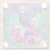 ヴィンテージ図解入りの、写真付きのピーコグランジックパターン ガラスコースター (裏面)