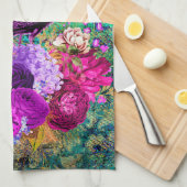 ヴィンテージ図解入りの、写真付きのピーコグランジックパターン キッチンタオル (四つ折り)