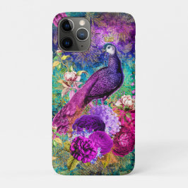 ヴィンテージ図解入りの、写真付きのピーコグランジックパターン iPhone 11 PROケース