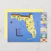 ヴィンテージ図解入りの、写真付きのフロリダ ポストカード (正面/裏面)