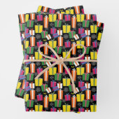 ヴィンテージ図解入りの、写真付きのプレゼントホリデークリスマス ラッピングペーパーシート (インサイチュ)