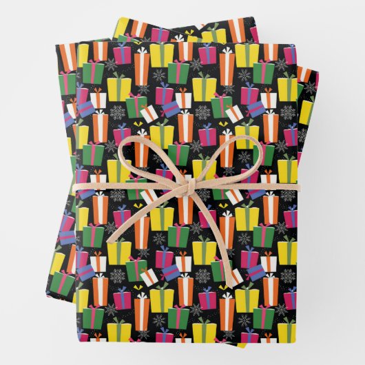 ヴィンテージ図解入りの、写真付きのプレゼントホリデークリスマス ラッピングペーパーシート (インサイチュ)