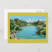 ヴィンテージ図解入りの、写真付きのマップ ポストカード (正面/裏面)