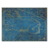 ヴィンテージ図解入りの、写真付きのミッドブルー&金ゴールドスターマップ テーブルクロス (正面(横))