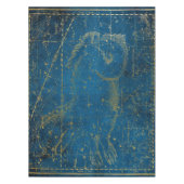 ヴィンテージ図解入りの、写真付きのミッドブルー&金ゴールドスターマップ テーブルクロス (正面)