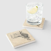 ヴィンテージ図解入りの、写真付きのラビットバニーアート ストーンコースター (横)