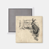 ヴィンテージ図解入りの、写真付きのラビットバニーアート マグネット (正面/裏面)