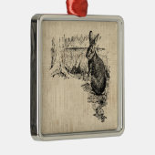 ヴィンテージ図解入りの、写真付きのラビットバニーアート メタルオーナメント (右)