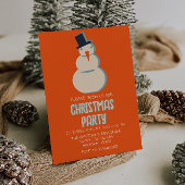 ヴィンテージ図解入りの、写真付きのレッドクリスマス雪だるまパーティー 招待状