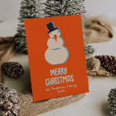 ヴィンテージ図解入りの、写真付きのレッドクリーム雪だるまクリスマス シーズンカード
