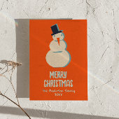 ヴィンテージ図解入りの、写真付きのレッドクリーム雪だるまクリスマス シーズンカード