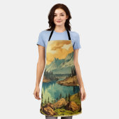 ヴィンテージ図解入りの、写真付きの国立公園芸術 エプロン (着用した状態)
