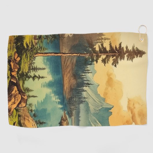 ヴィンテージ図解入りの、写真付きの国立公園芸術 ゴルフタオル (横)