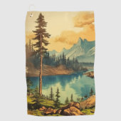 ヴィンテージ図解入りの、写真付きの国立公園芸術 ゴルフタオル (正面)