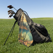 ヴィンテージ図解入りの、写真付きの国立公園芸術 ゴルフタオル (グリーン)