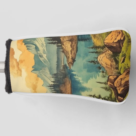 ヴィンテージ図解入りの、写真付きの国立公園芸術 ゴルフヘッドカバー (正面)