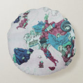 ヴィンテージ図解入りの、写真付きの航海のの地地中海の海 ラウンドクッション (裏面)