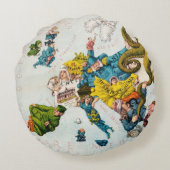 ヴィンテージ図解入りの、写真付きの航海のの地地中海の海 ラウンドクッション (裏面)