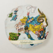 ヴィンテージ図解入りの、写真付きの航海のの地地中海の海 ラウンドクッション (裏面)