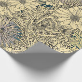 ヴィンテージ図解入りの、写真付きの花 ラッピングペーパー (角)