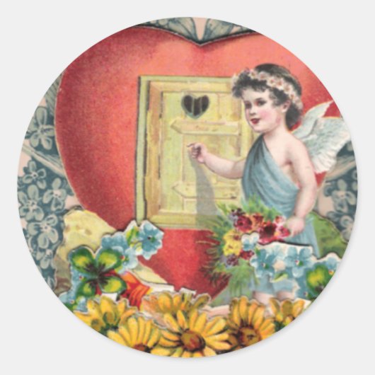 ヴィンテージ図解入りの、写真付きの芸術 ラウンドシール (正面)