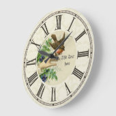 ヴィンテージ図解入りの、写真付きの鳥類学パーソナライズされた学 ラージ壁時計 (傾斜)