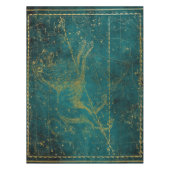 ヴィンテージ図解入りの、写真付きの・グリーン&金ゴールド・ライオン・スター・マップ テーブルクロス (正面)