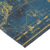 ヴィンテージ図解入りの、写真付きの・ミッド・ブルー&金ゴールド・スター・マップ テーブルクロス (アングル)